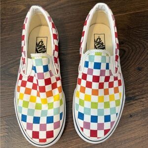 Vans Rainbow Checkered Multi-Colored Pride Slip-On Shoes Women’s 8.5 / Men’s 7